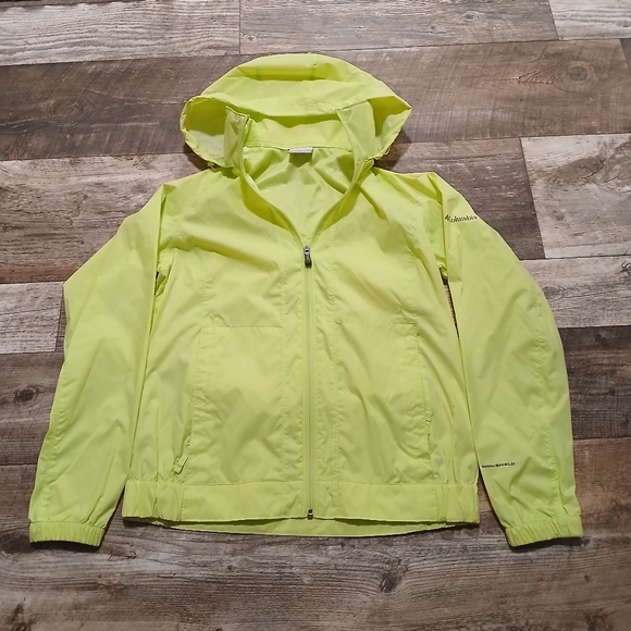 Columbia Jackets & Blazers - Columbia Womens Neon Yellow Hooded Windbreaker Jacket